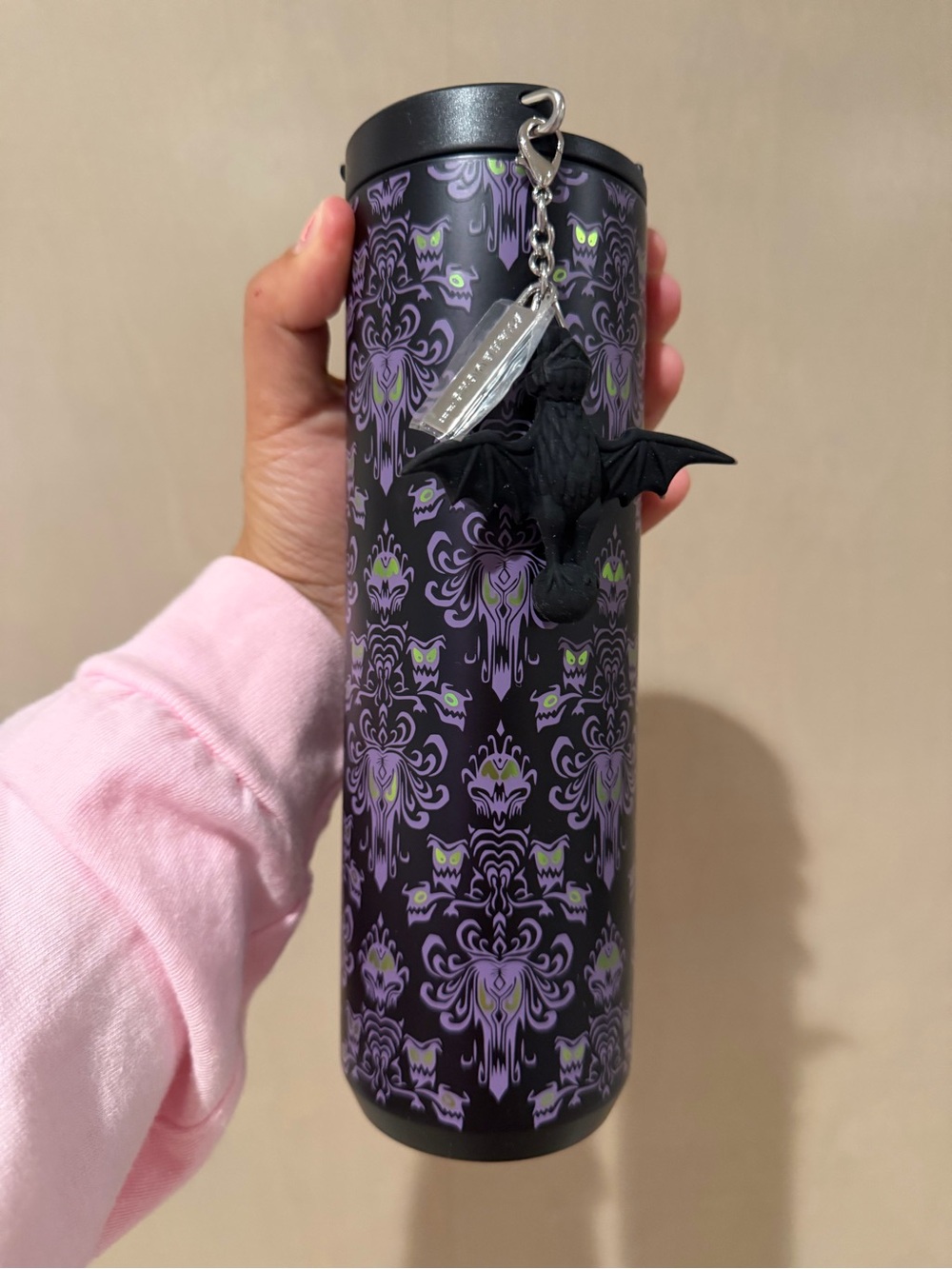 Disney haunted mansion Purple and Black Starbucks wallpaper Tumbler with Bat